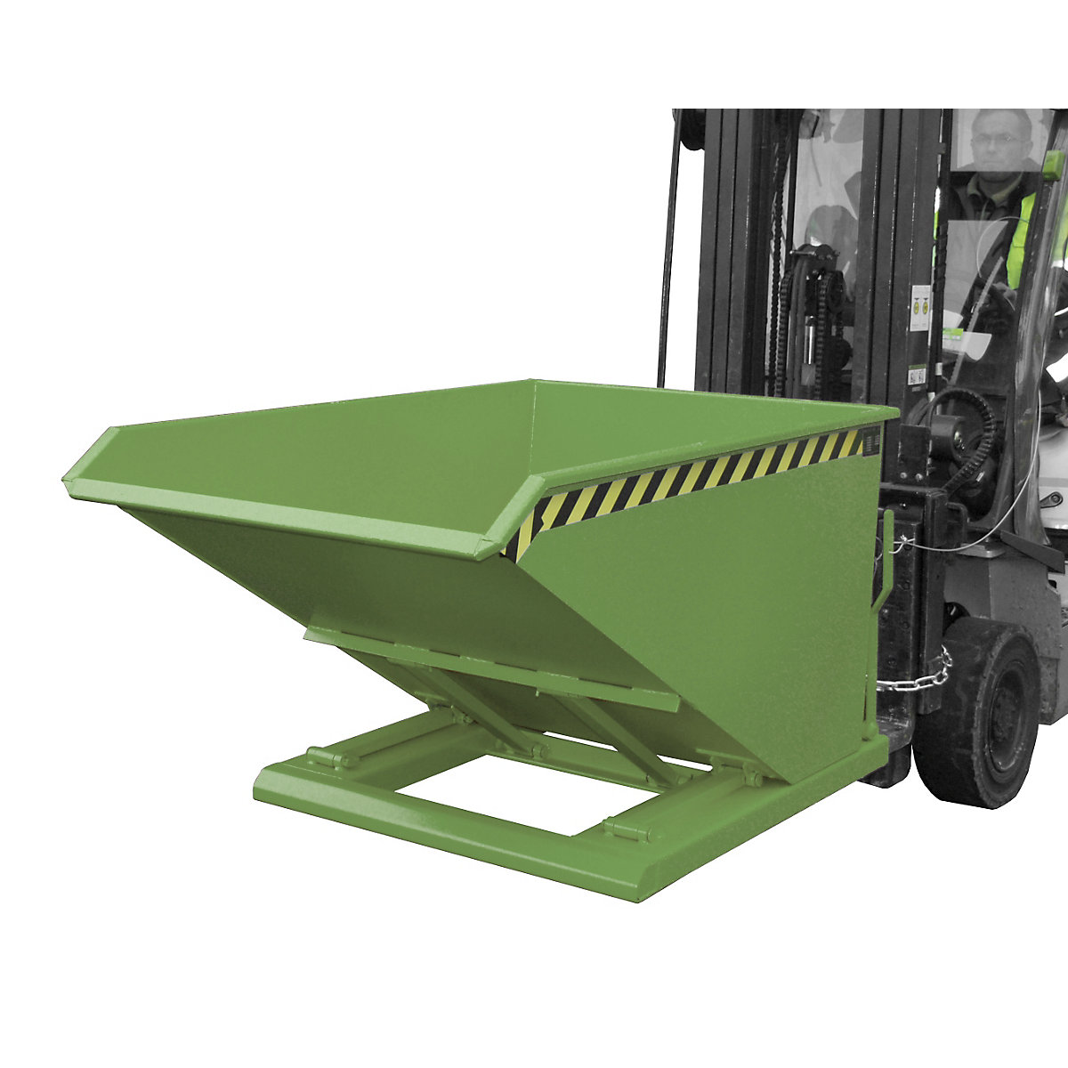 Recipiente basculante, forma de construção extremamente baixa, sem chassi – eurokraft pro, volume 0,75 m³, verde reseda-0