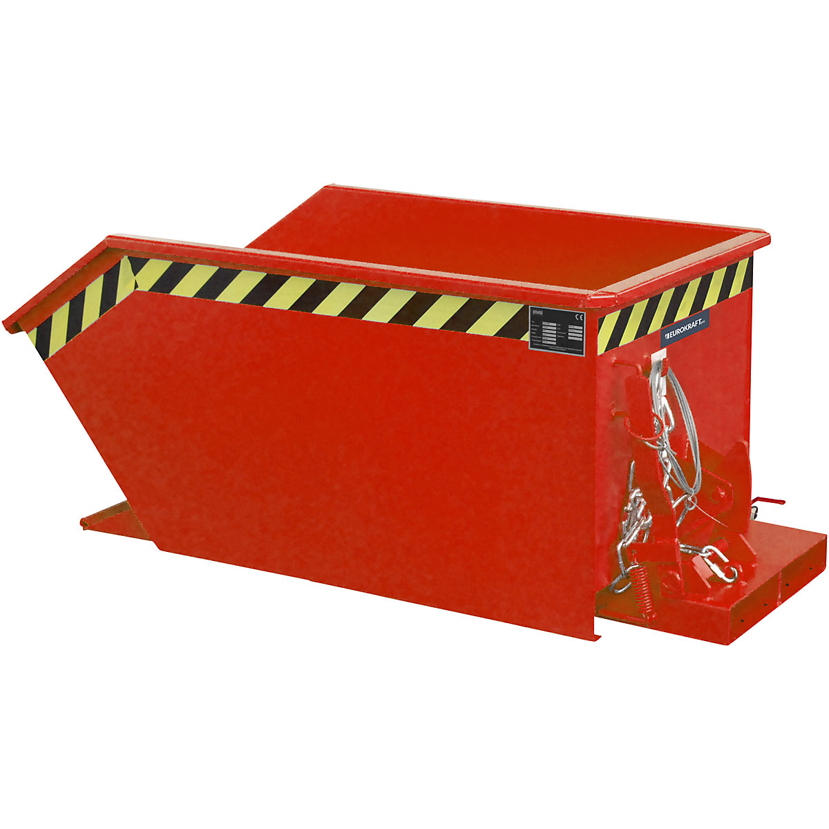 Recipiente basculante para aparas, altura de construção baixa (E) – eurokraft pro, capacidade 0,3 m³, vermelho fogo-0