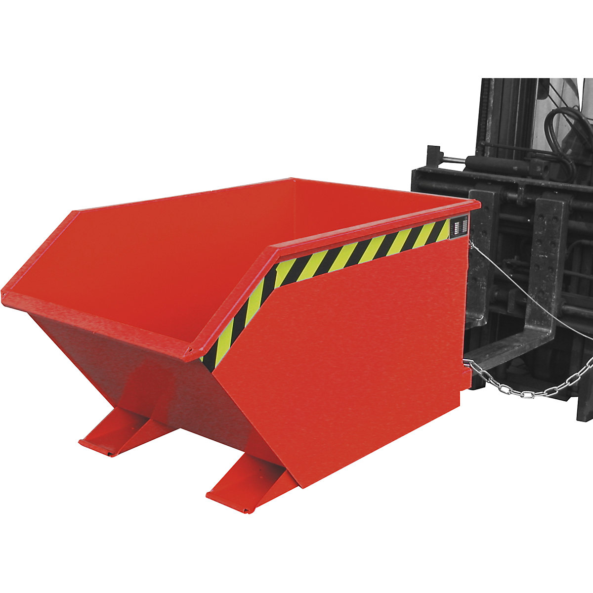 Recipiente basculante para aparas, altura de construção baixa (E) – eurokraft pro, capacidade 0,5 m³, vermelho fogo-0