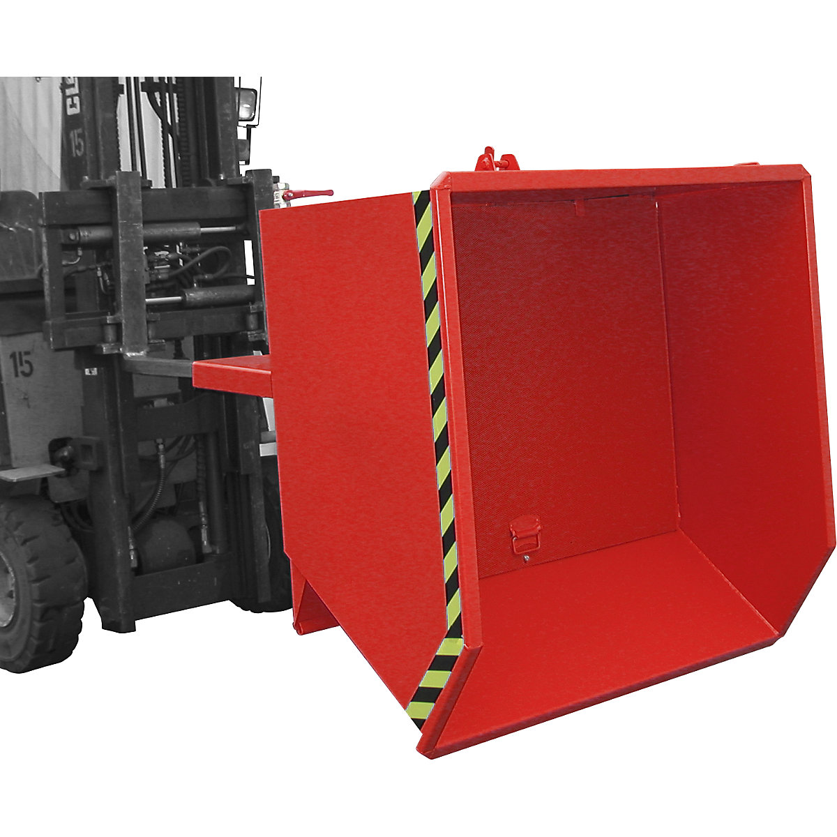 Recipiente basculante para aparas, altura de construção baixa (E) – eurokraft pro, capacidade 0,75 m³, vermelho fogo-0