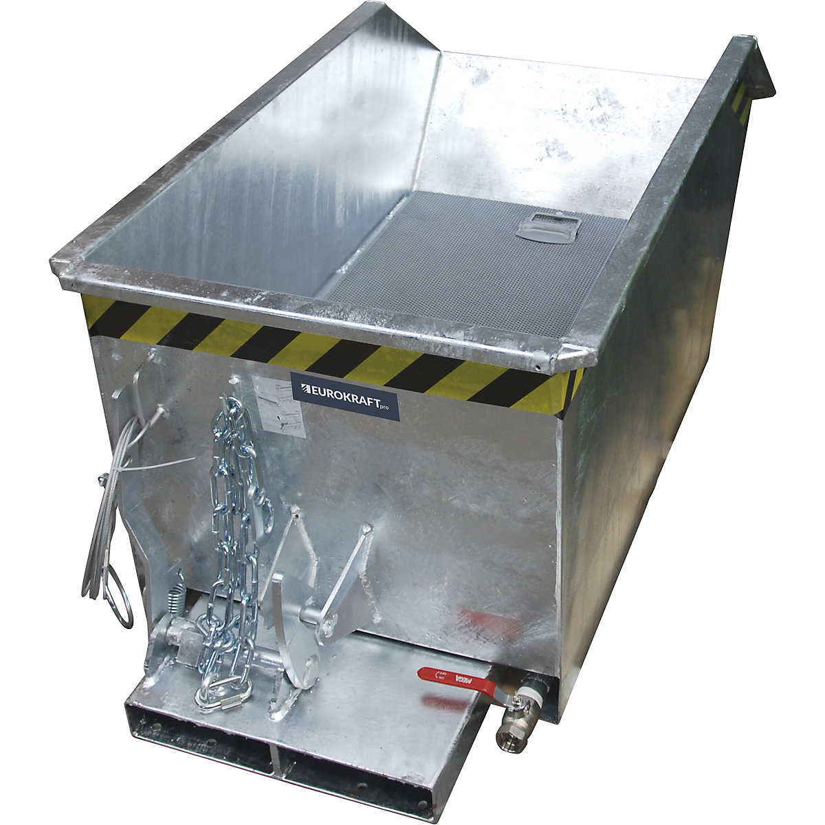 Recipiente basculante para aparas, altura de construção baixa (E) – eurokraft pro, capacidade 0,3 m³, galvanizado a fogo conforme EN ISO 1461-0