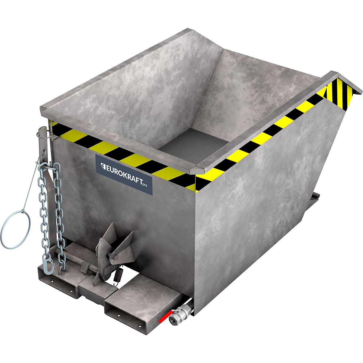 Recipiente basculante para aparas, altura de construção baixa (E) – eurokraft pro, capacidade 0,5 m³, galvanizado a fogo conforme EN ISO 1461-0