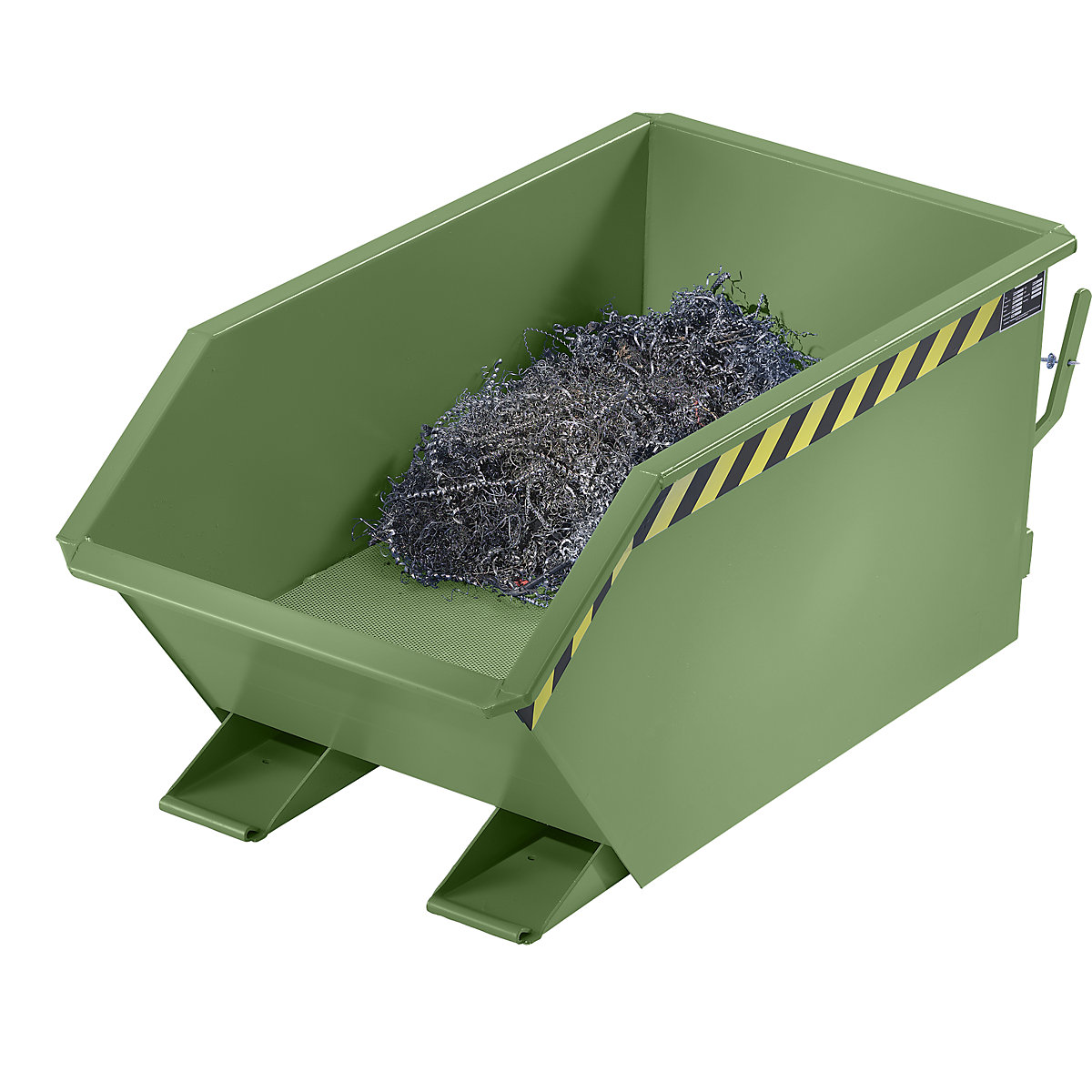 Recipiente basculante para aparas, altura de construção baixa (E) – eurokraft pro, capacidade 0,5 m³, verde reseda-0