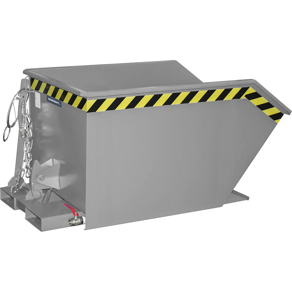 Recipiente basculante para aparas, altura de construção baixa (E) – eurokraft pro, capacidade 0,5 m³, cinzento rato-0