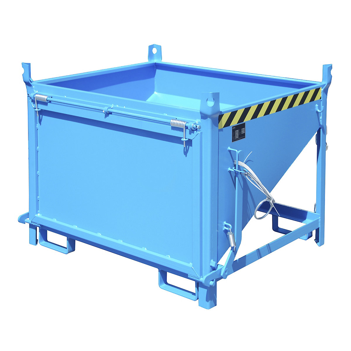 Recipiente de armazenagem – eurokraft pro, volume 0,50 m³, com tampa no lado frontal, azul claro RAL 5012-0