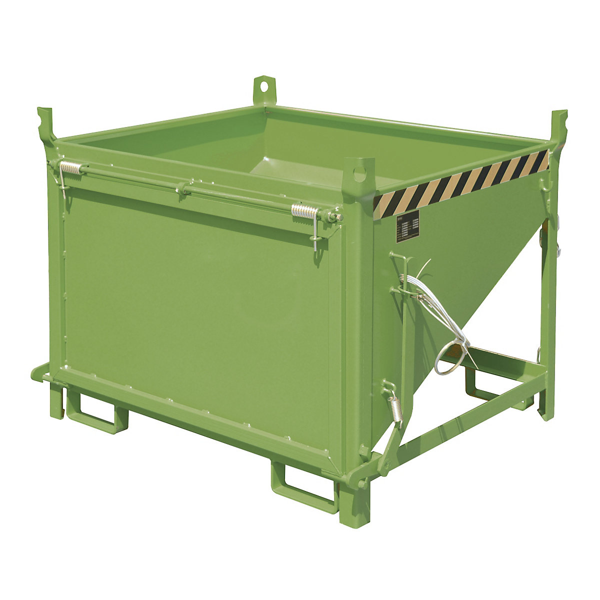 Recipiente de armazenagem – eurokraft pro, volume 0,50 m³, com tampa no lado frontal, verde reseda RAL 6011-0