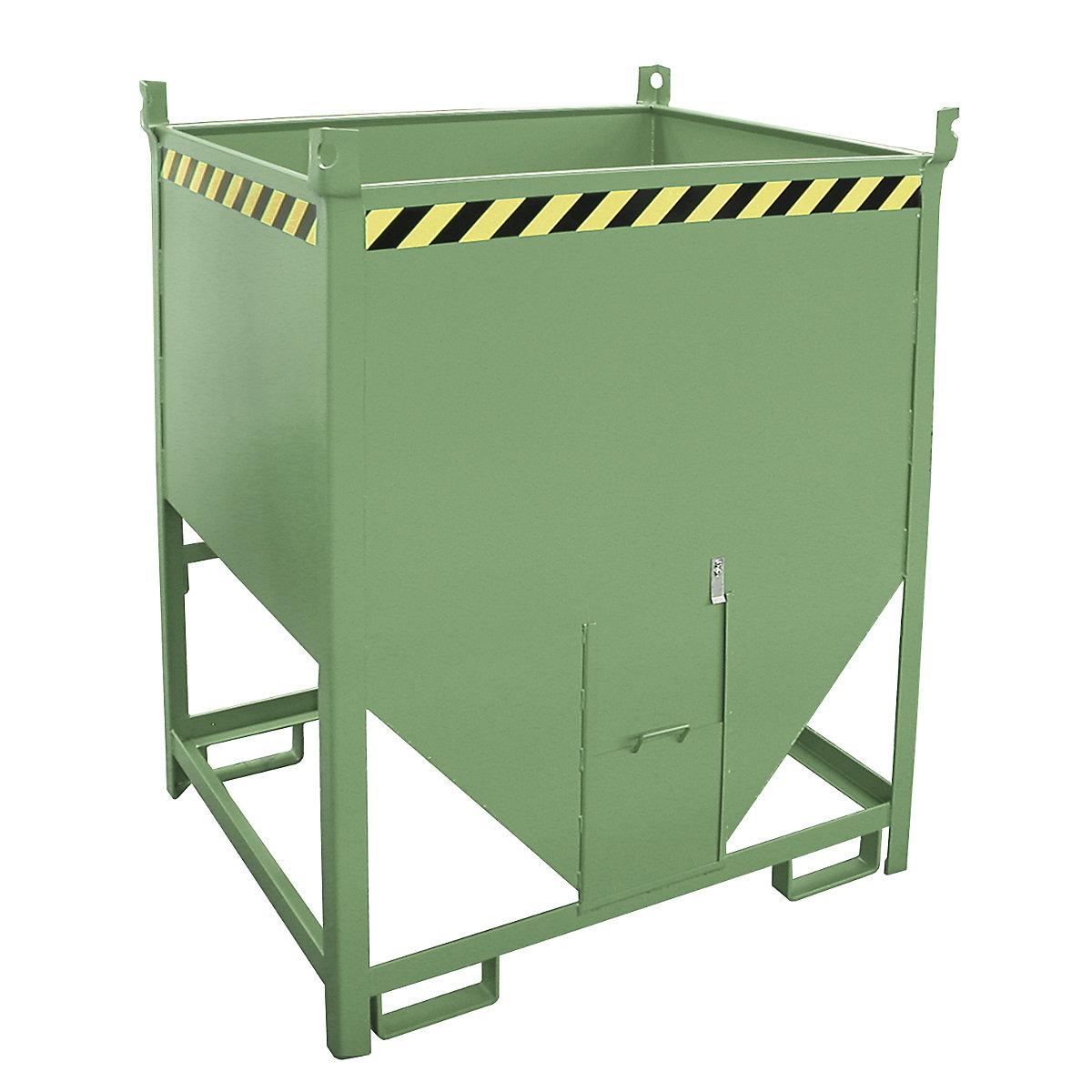 Recipiente de armazenagem – eurokraft pro, volume 1 m³, com fecho de deslize no lado frontal, verde reseda RAL 6011-0