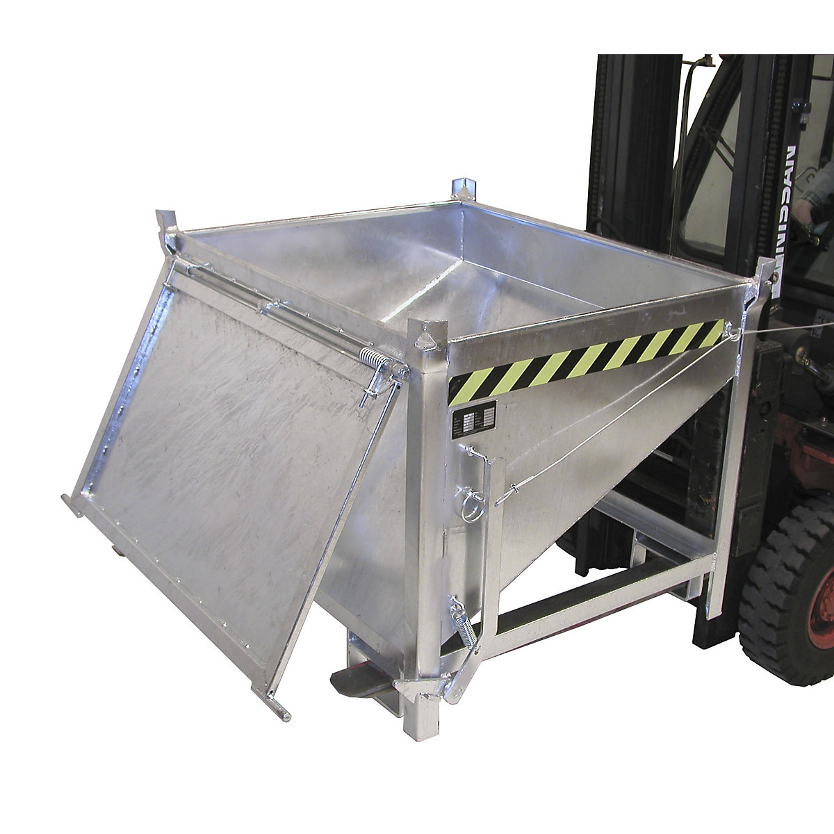 Recipiente de armazenagem – eurokraft pro, volume 0,50 m³, com tampa no lado frontal, galvanizado a fogo-0