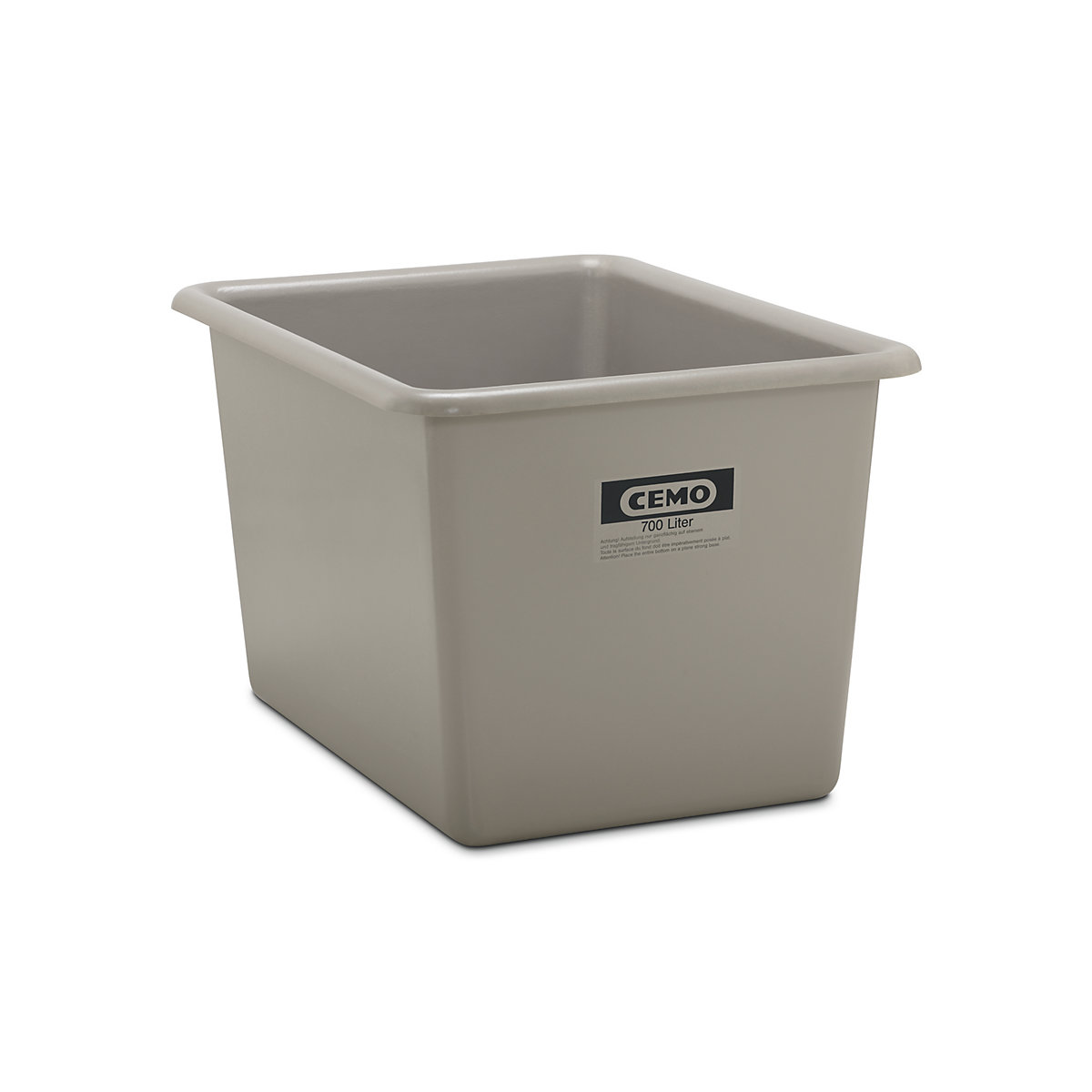 Recipientes grandes em plástico reforçado a fibra de vidro – CEMO, capacidade 700 l, CxLxA 1320 x 970 x 800 mm, cinzento-0