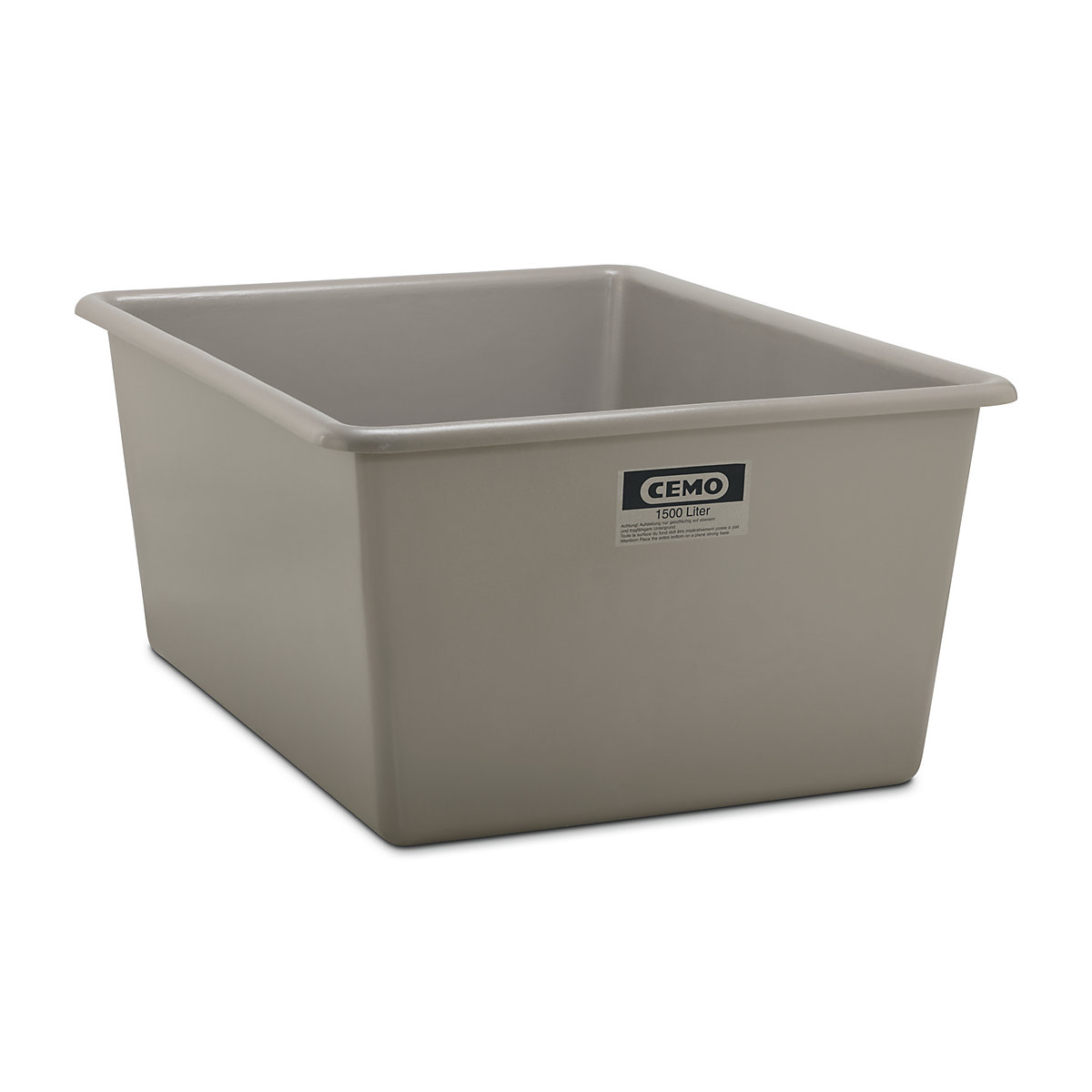 Recipientes grandes em plástico reforçado a fibra de vidro – CEMO, capacidade 1500 l, CxLxA 1820 x 1390 x 800 mm, cinzento-0