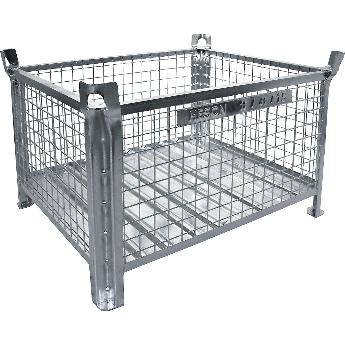 Recipiente de empilhar com fundo em chapa de aço – Heson, CxL 1200 x 800 mm, galvanizado-0