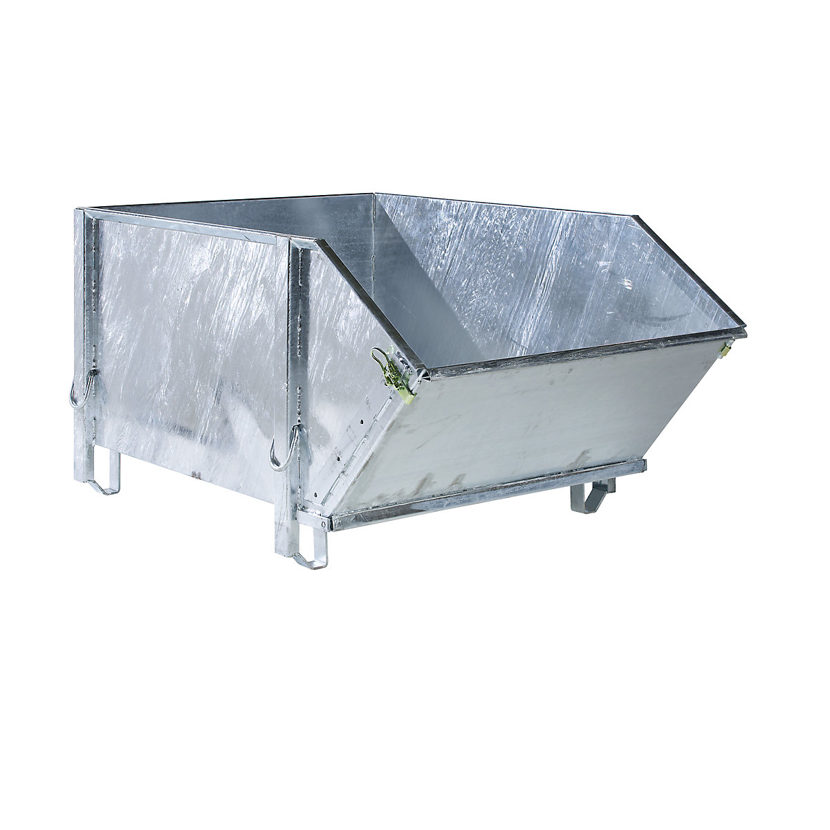 Recipiente em chapa de aço – eurokraft pro, volume 1 m³, com tampa de vazamento rebatível, galvanizado-0