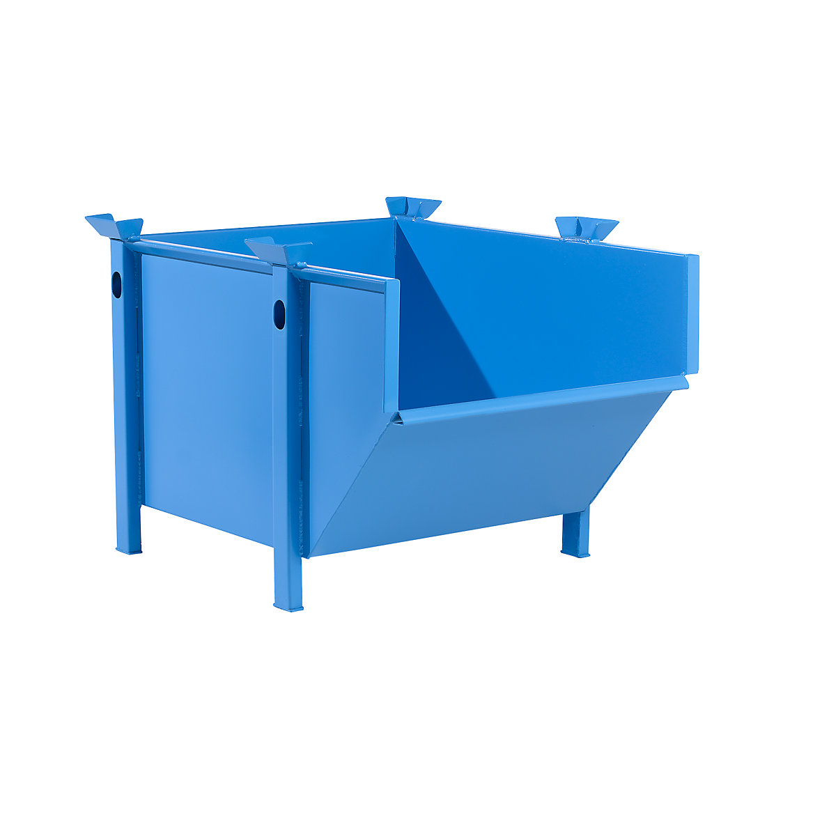 Recipiente em chapa de aço – eurokraft pro, volume 0,5 m³, sem tampa de vazamento rebatível, azul claro-0