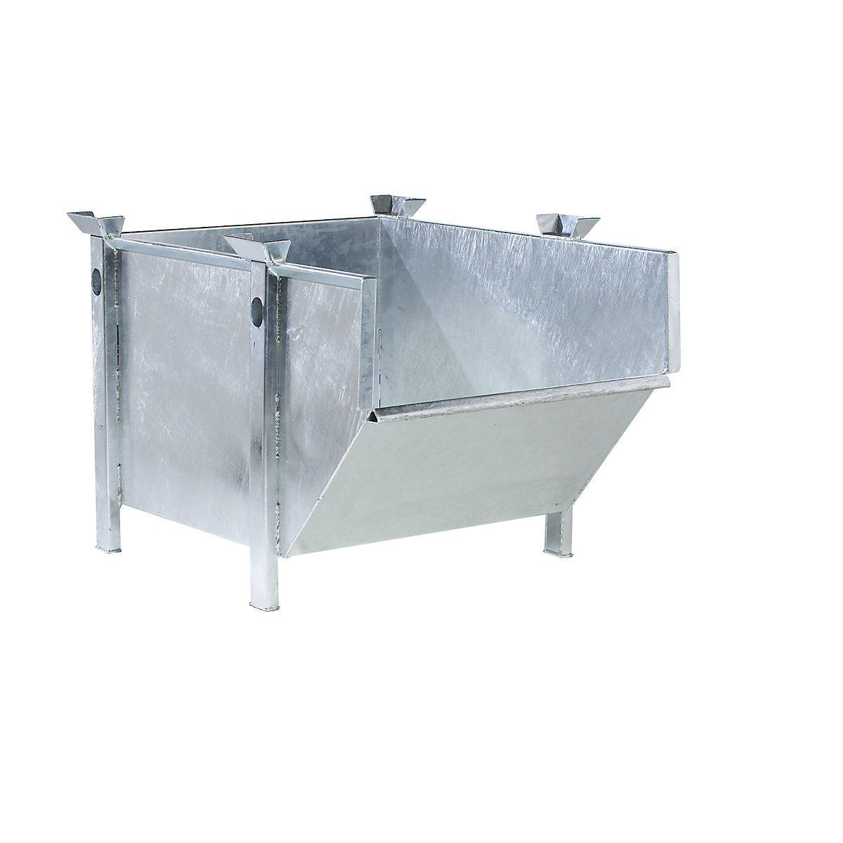 Recipiente em chapa de aço – eurokraft pro, volume 0,5 m³, sem tampa de vazamento rebatível, galvanizado-0