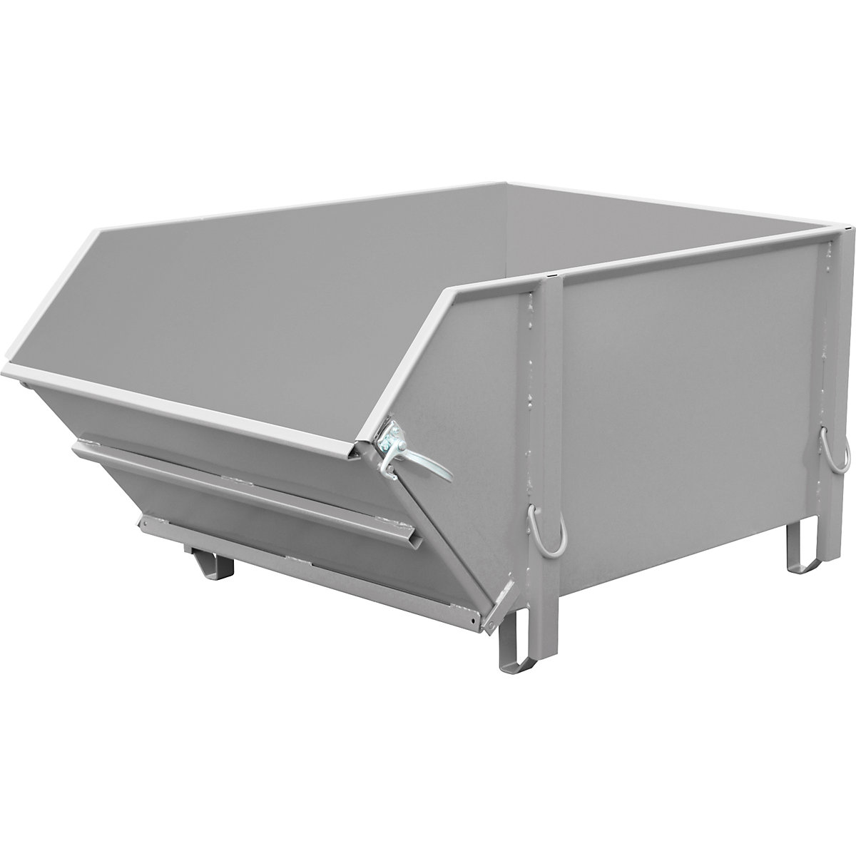 Recipiente em chapa de aço – eurokraft pro, volume 1 m³, com tampa de vazamento rebatível, cinzento rato-0