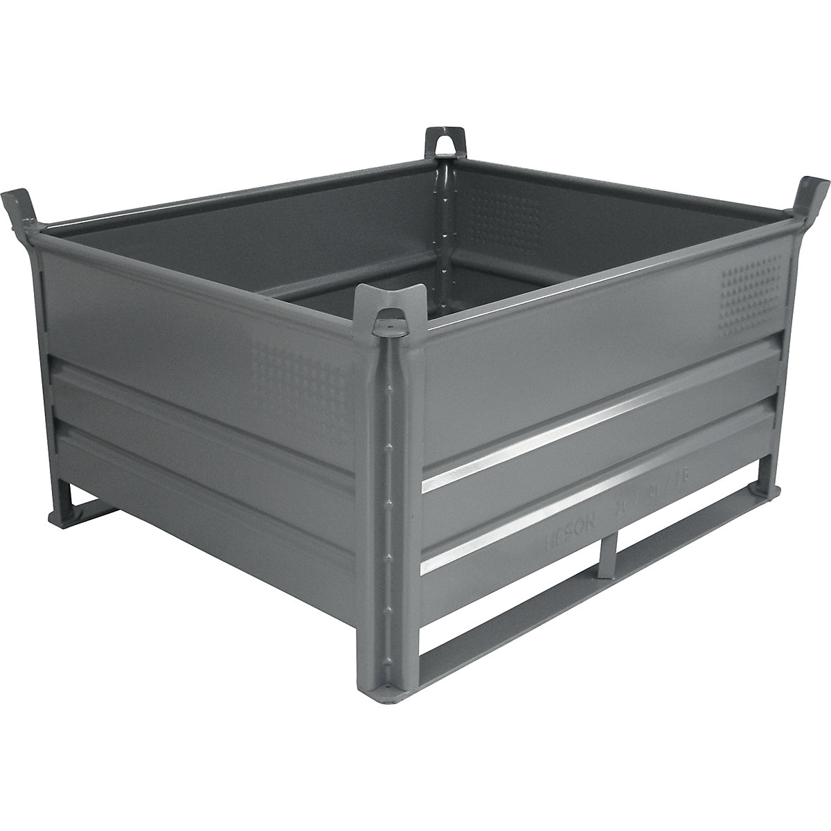 Recipiente empilhável com patins – Heson, CxL 1200 x 1000 mm, capacidade de carga 2000 kg, cinzento, a partir de 1 unid.-0
