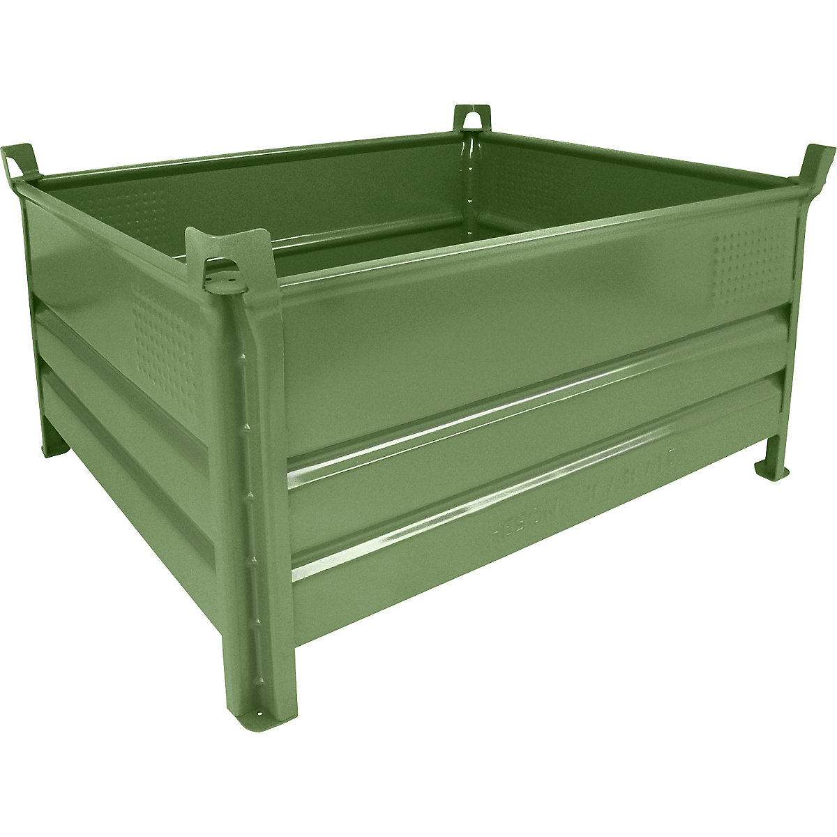 Recipiente empilhável de paredes maciças – Heson, LxC 1000 x 1200 mm, capacidade de carga 1000 kg, verde, a partir de 1 unid.-0