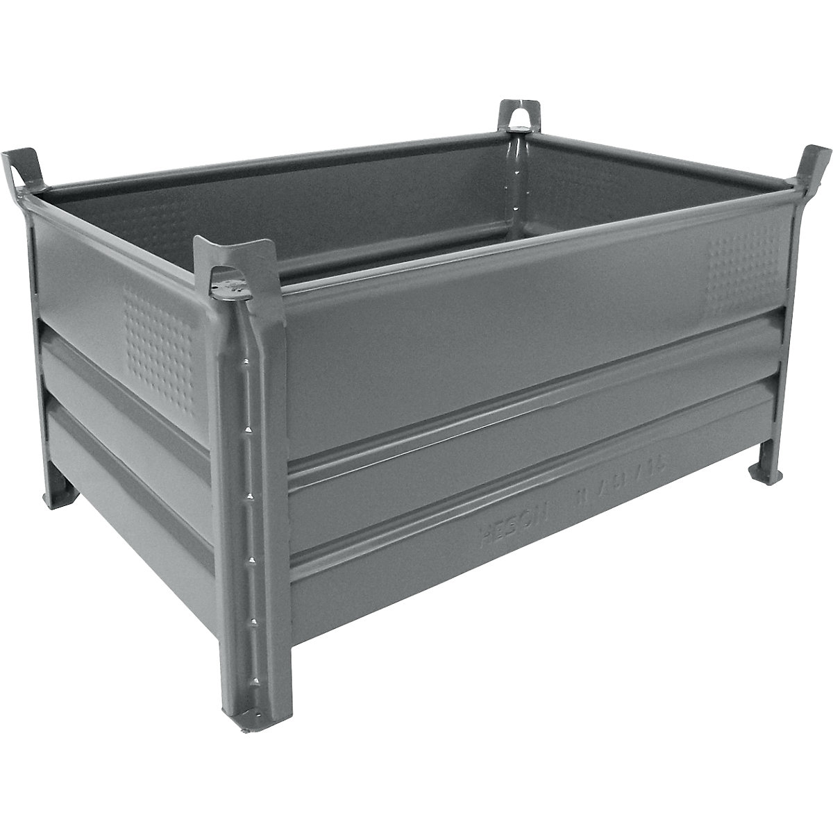Recipiente empilhável de paredes maciças – Heson, LxC 800 x 1200 mm, capacidade de carga 2000 kg, cinzento, a partir de 1 unid.-0