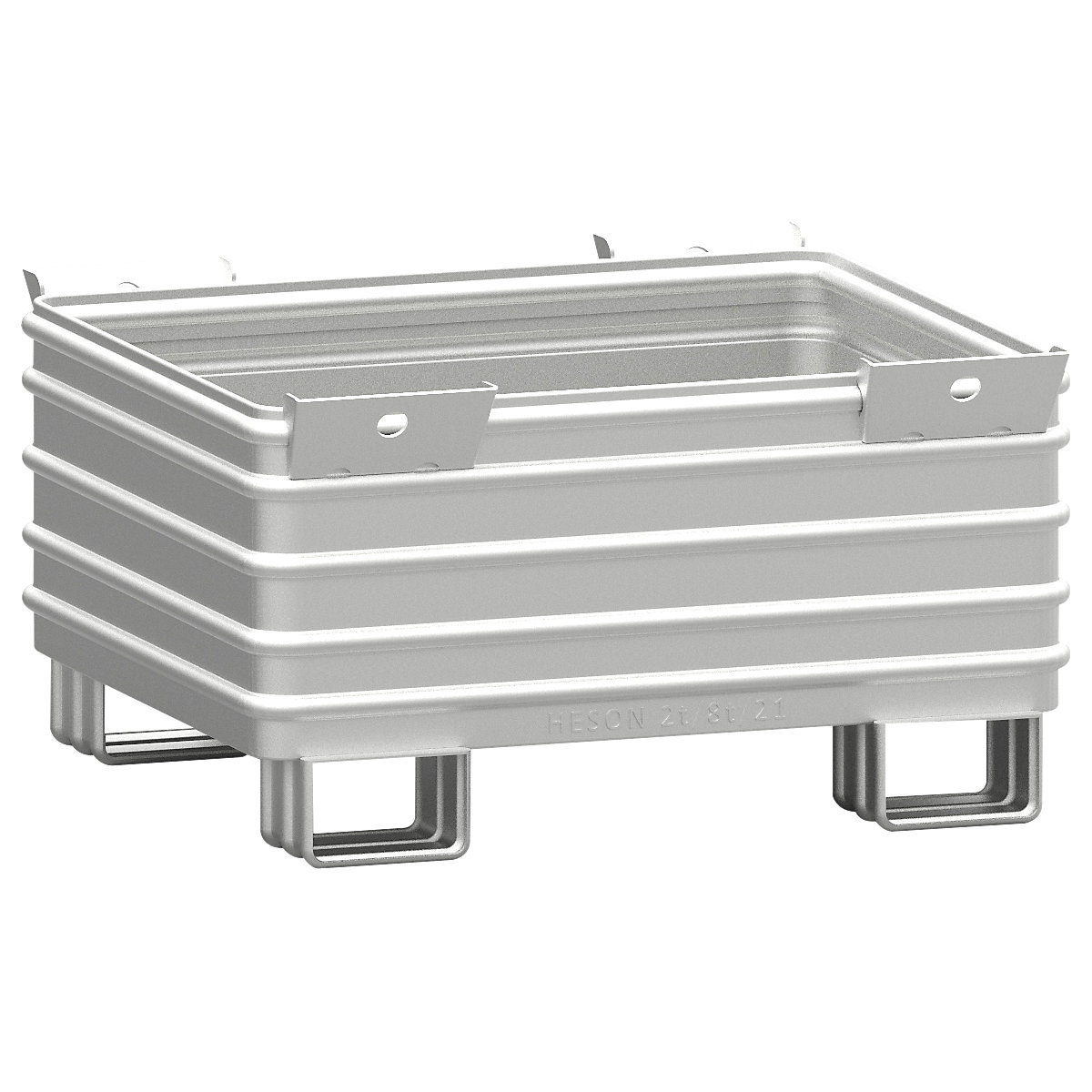 Recipiente empilhável para cargas pesadas – Heson, LxC 1000 x 1200 mm, com pés em U, galvanizado a fogo, a partir de 1 unid.-0