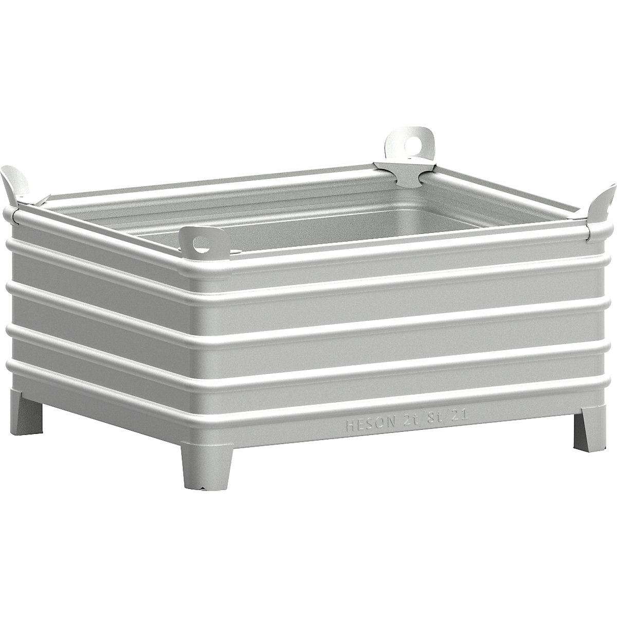 Recipiente empilhável para cargas pesadas – Heson, LxC 1000 x 1200 mm, com bolsas angulares, galvanizado a fogo, a partir de 1 unid.-0