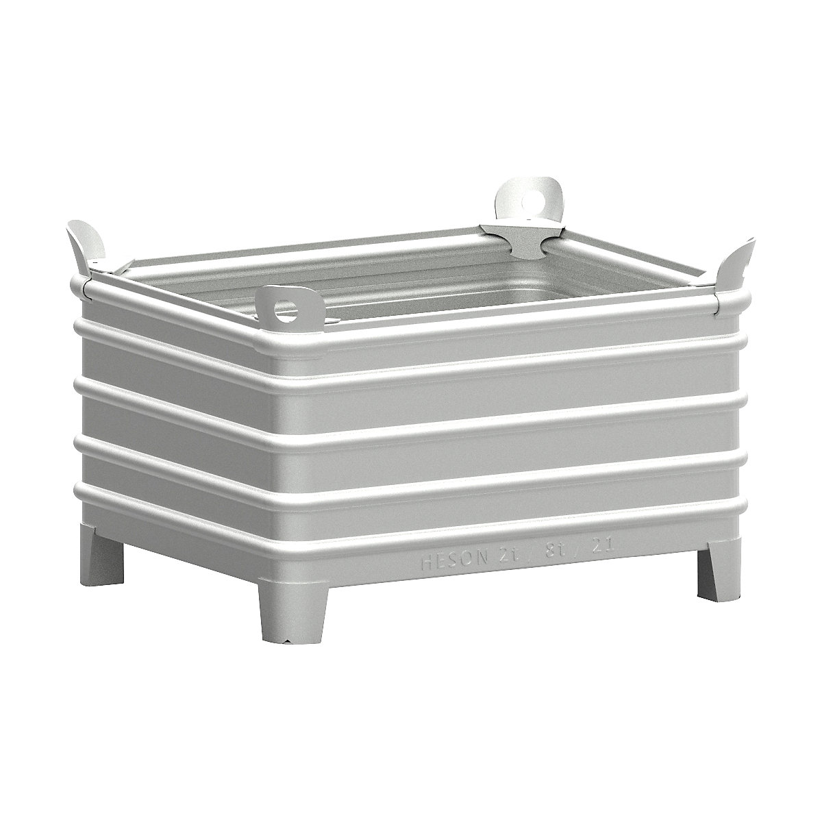 Recipiente empilhável para cargas pesadas – Heson, LxC 800 x 1000 mm, com bolsas angulares, galvanizado a fogo, a partir de 1 unid.-0