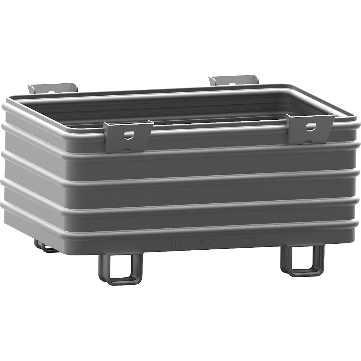 Recipiente empilhável para cargas pesadas – Heson, LxC 800 x 1200 mm, com pés em U, pintado a cinzento, a partir de 1 unid.-0