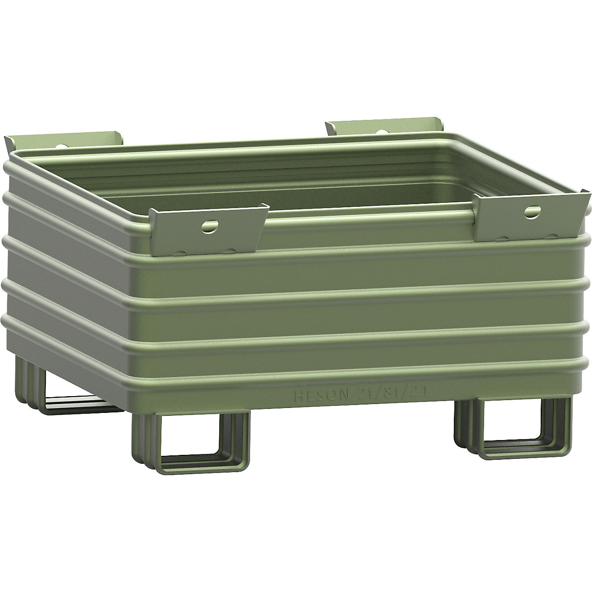 Recipiente empilhável para cargas pesadas – Heson, LxC 1000 x 1200 mm, com pés em U, pintado a verde, a partir de 1 unid.-0