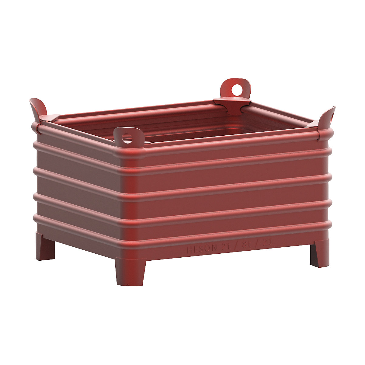 Recipiente empilhável para cargas pesadas – Heson, LxC 800 x 1000 mm, com bolsas angulares, pintado a vermelho, a partir de 1 unid.-0
