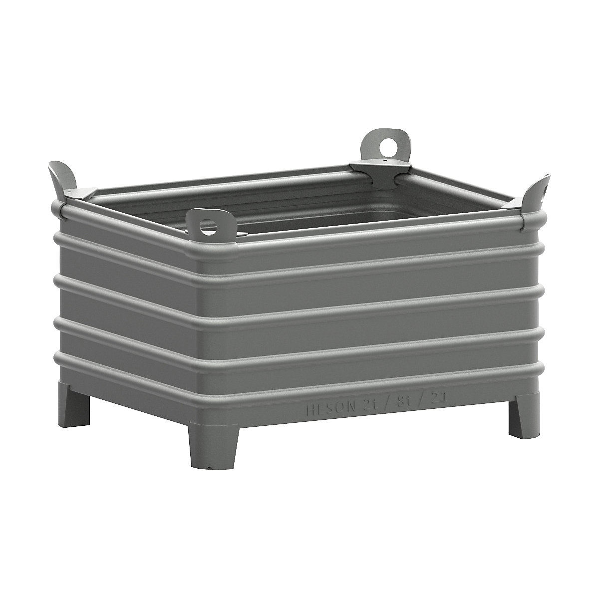 Recipiente empilhável para cargas pesadas – Heson, LxC 800 x 1000 mm, com bolsas angulares, pintado a cinzento, a partir de 1 unid.-0