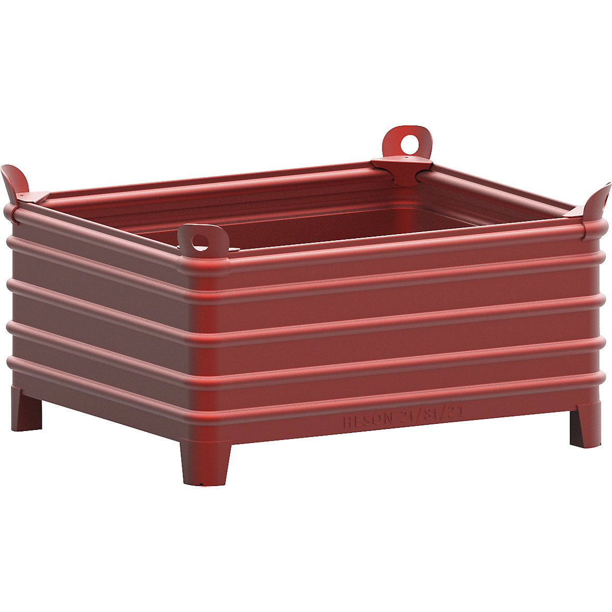 Recipiente empilhável para cargas pesadas – Heson, LxC 1000 x 1200 mm, com bolsas angulares, pintado a vermelho, a partir de 1 unid.-0