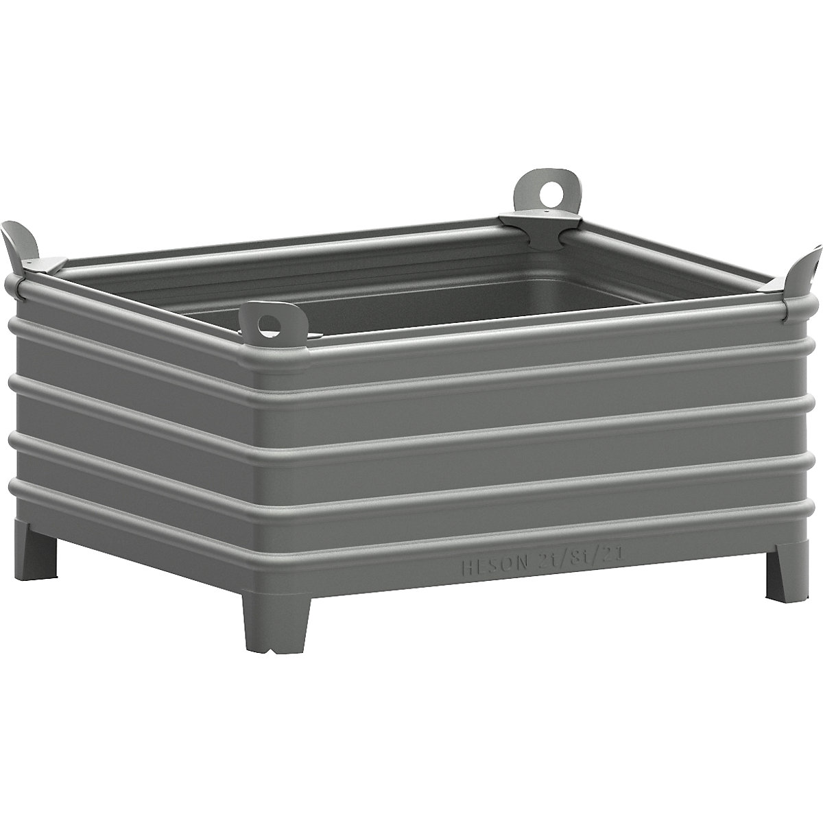 Recipiente empilhável para cargas pesadas – Heson, LxC 1000 x 1200 mm, com bolsas angulares, pintado a cinzento, a partir de 1 unid.-0