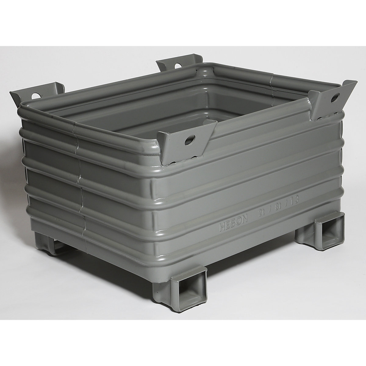 Recipiente empilhável para cargas pesadas – Heson, LxC 800 x 1000 mm, com pés em U, pintado a cinzento, a partir de 1 unid.-0