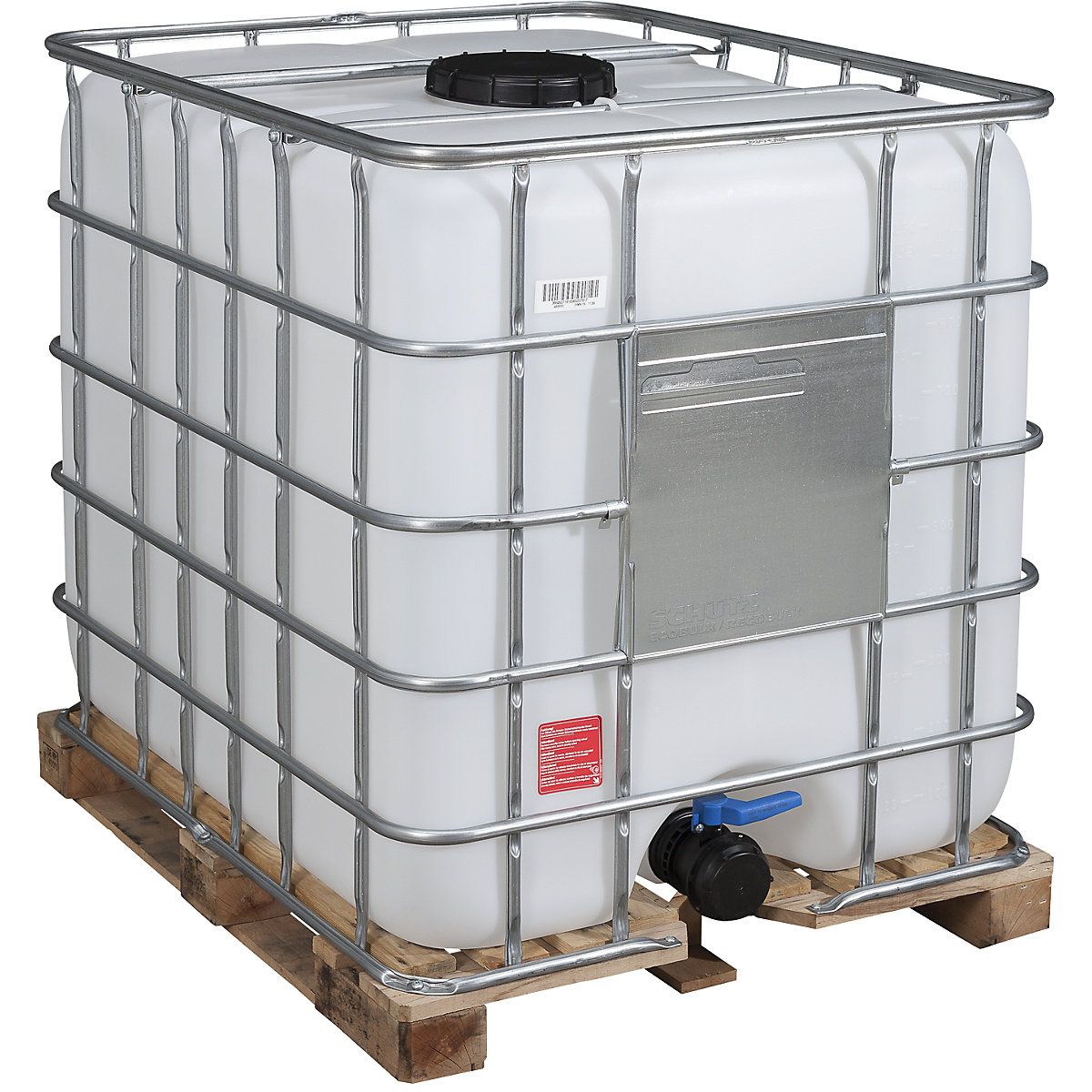 Depósito IBC RECOBULK, volume 1000 l, sobre palete de madeira, abertura DN 225 mm/saída DN 80 mm-0