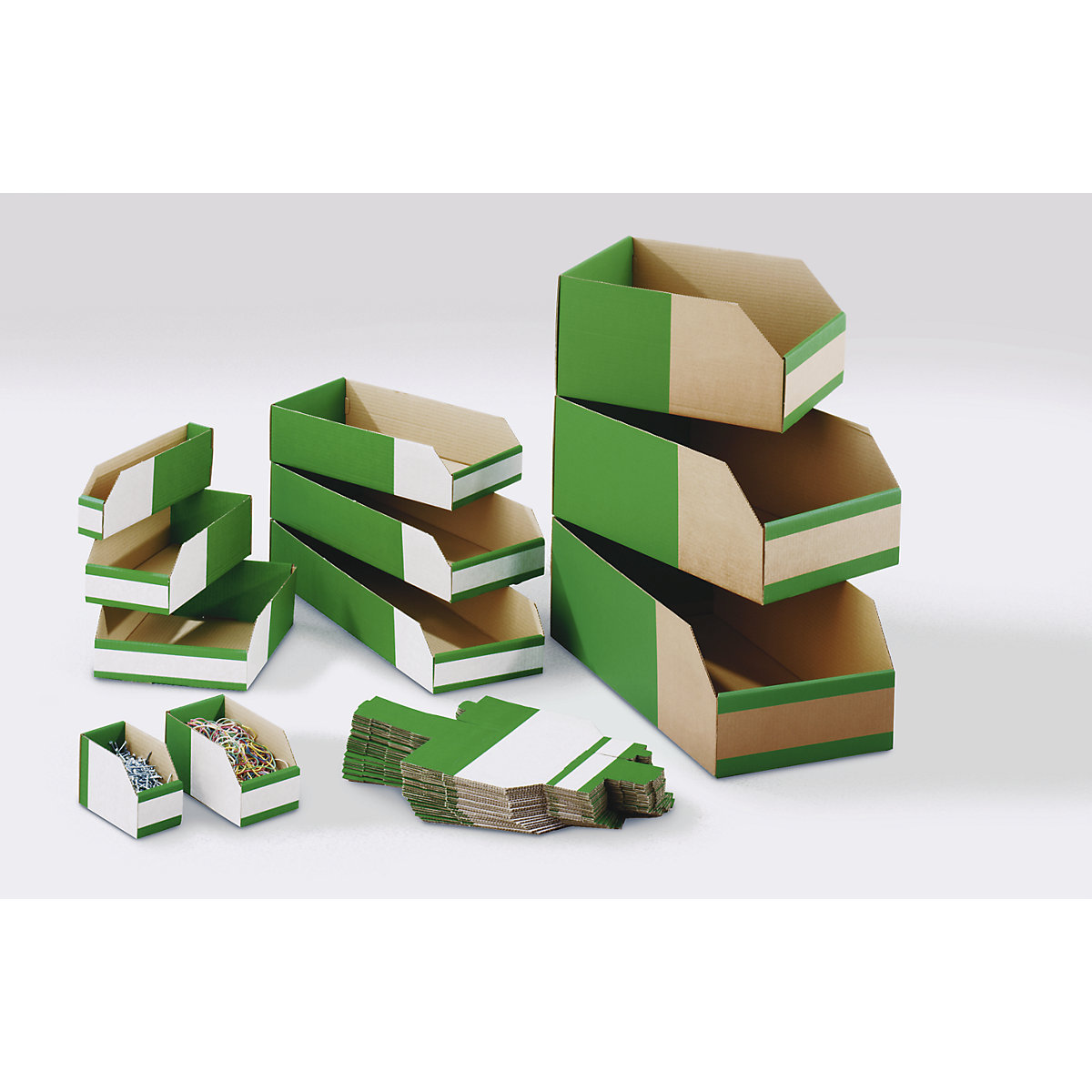 Caja de cartón para estanterías, de una capa y plegable (Imagen del producto 2)-1