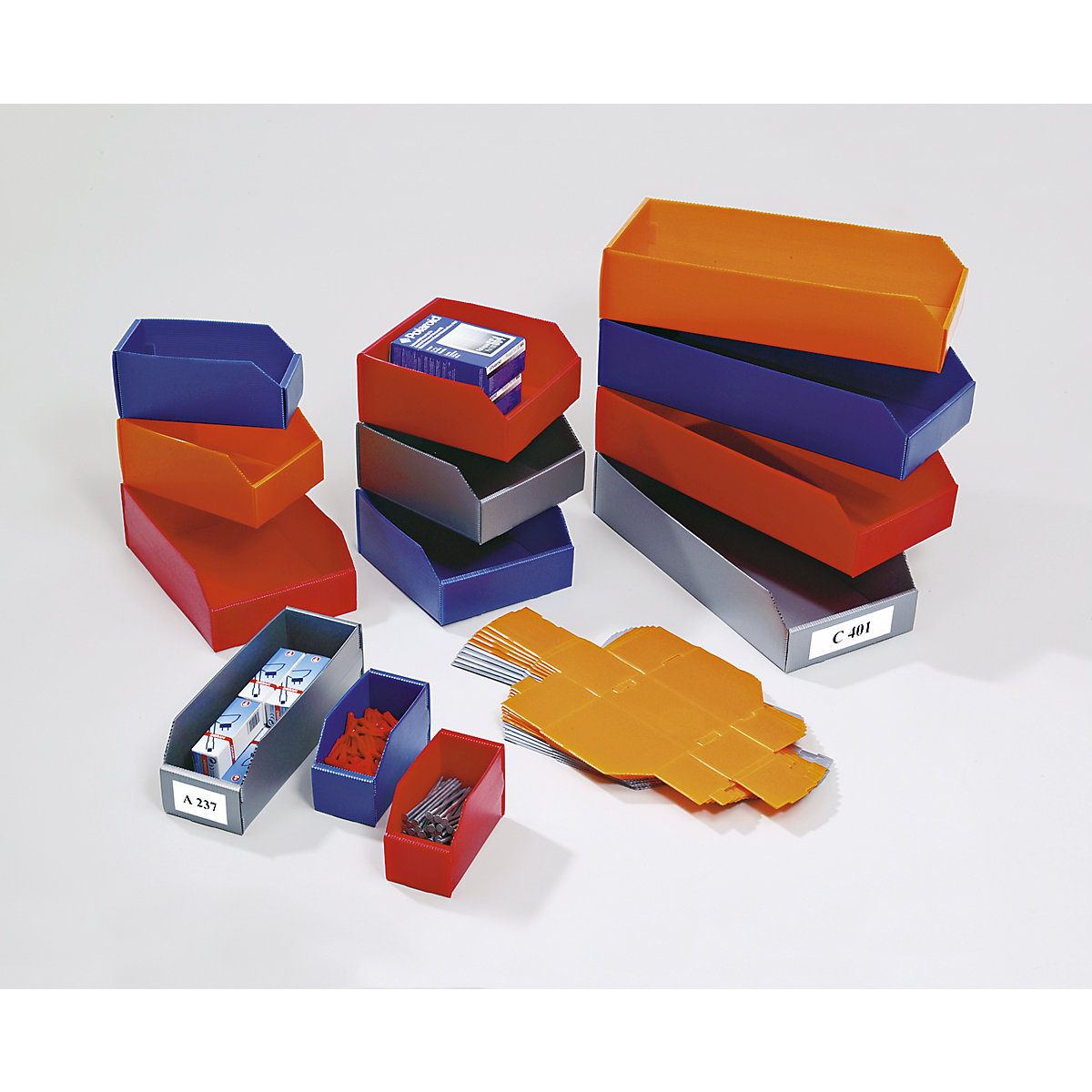 Caja de plástico para estanterías, plegable (Imagen del producto 2)-1