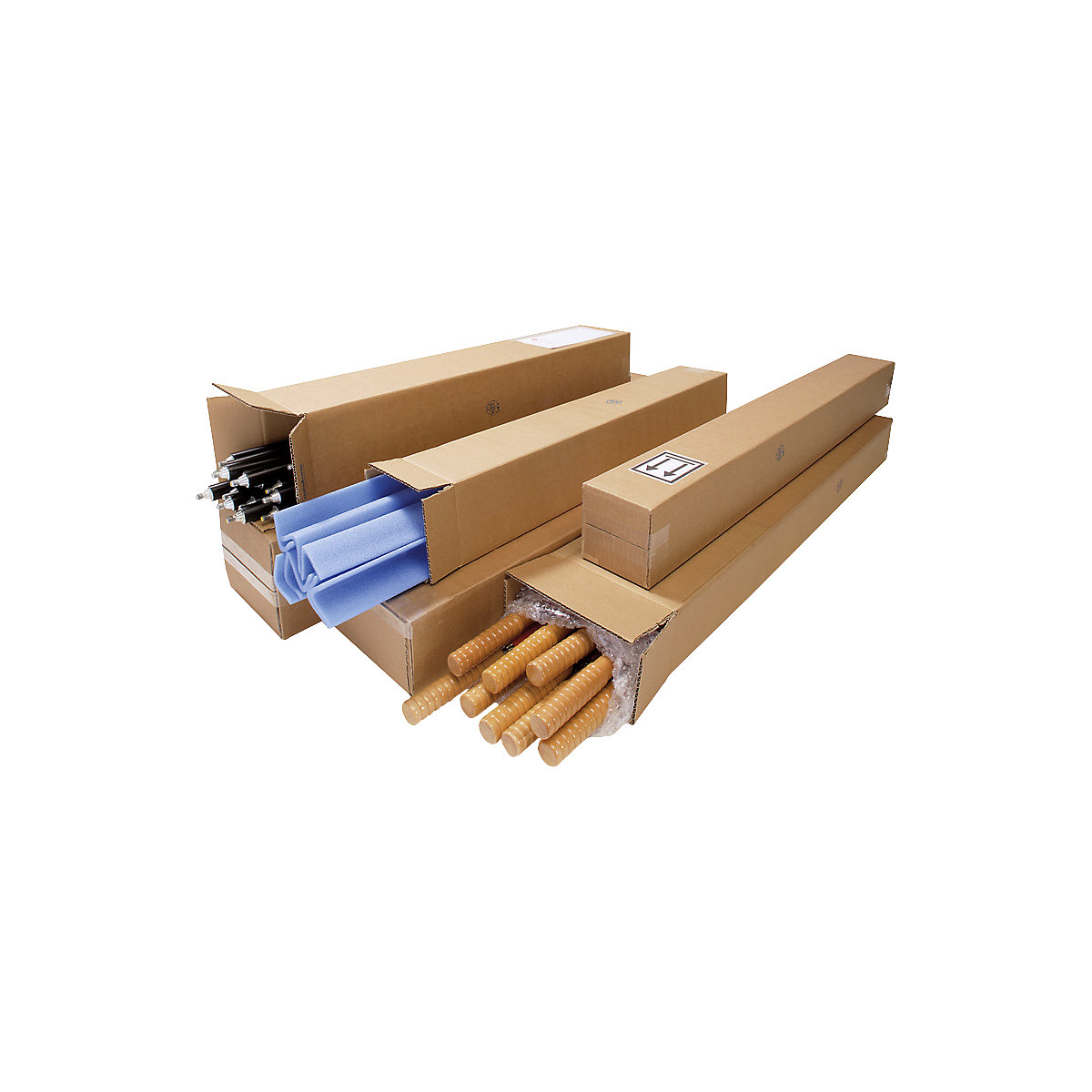 Scatola pieghevole lunga in cartone ondulato – ratioform terra, marrone, conf. da 1 pallet, lungh. x largh. x alt. 120 x 120 x 1118 mm, a onda singola, conf. da 630 pz.-0