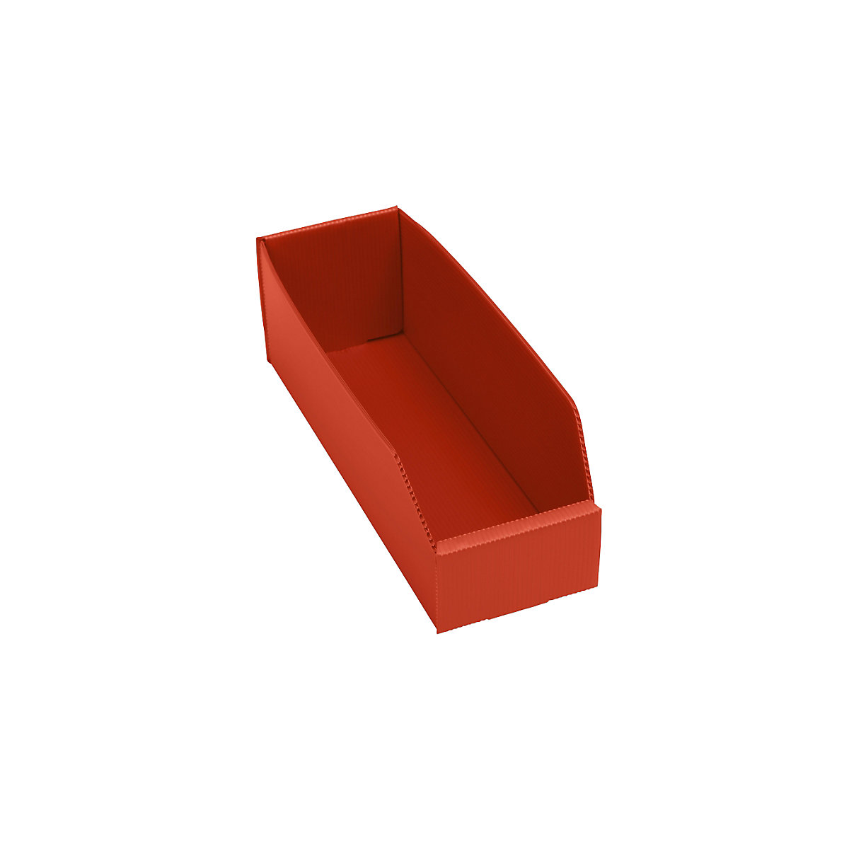 Cassettina in plastica per scaffali, pieghevole, lungh. x largh. x alt. 300x100x100 mm, rosso, conf. da 25 pz.-0