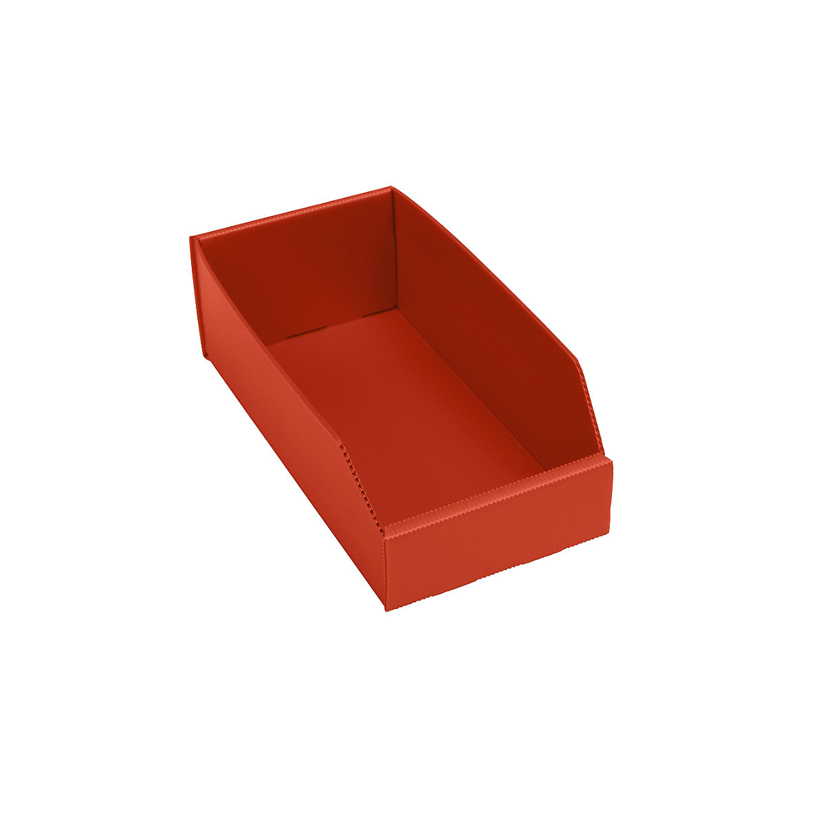 Cassettina in plastica per scaffali, pieghevole, lungh. x largh. x alt. 300x150x100 mm, rosso, conf. da 25 pz.-0