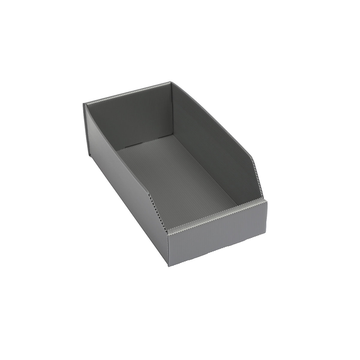 Cassettina in plastica per scaffali, pieghevole, lungh. x largh. x alt. 300x150x100 mm, grigio argento, conf. da 25 pz.-0