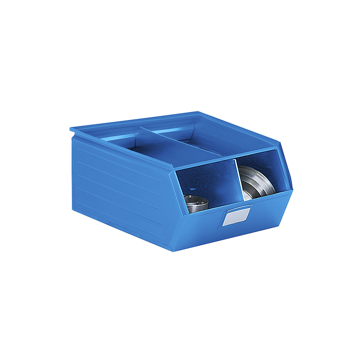 Cassettina per magazzinaggio in lamiera d'acciaio, lungh. x largh. x alt. 700 x 450 x 300 mm, con barra di trasporto, blu chiaro-0
