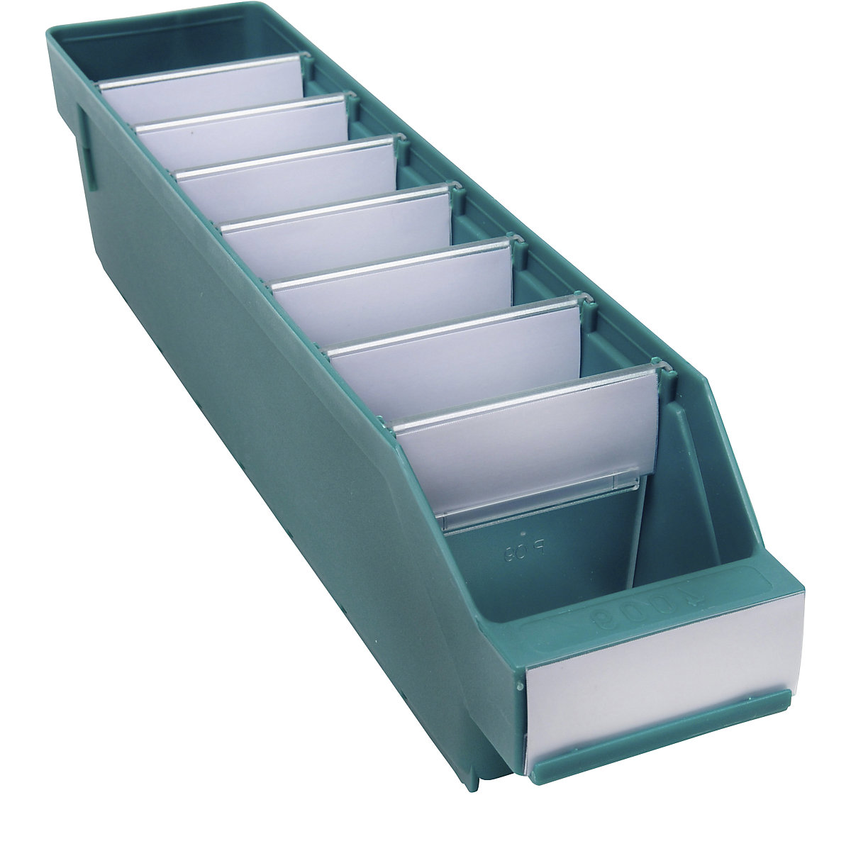 Cassettina per scaffali in polipropilene ad alta resistenza – STEMO, verde, lungh. x largh. x alt. 400 x 90 x 95 mm, conf. da 40 pz.-0