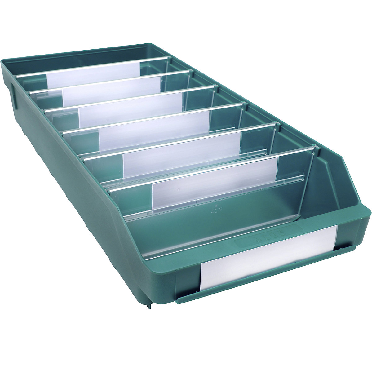 Cassettina per scaffali in polipropilene ad alta resistenza – STEMO, verde, lungh. x largh. x alt. 500 x 240 x 95 mm, conf. da 15 pz.-0