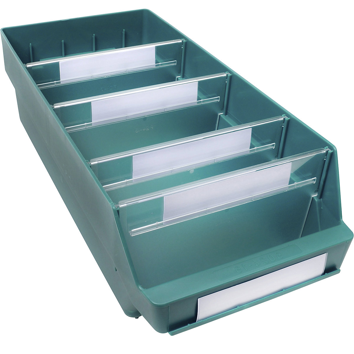 Cassettina per scaffali in polipropilene ad alta resistenza – STEMO, verde, lungh. x largh. x alt. 500 x 240 x 150 mm, conf. da 10 pz.-0