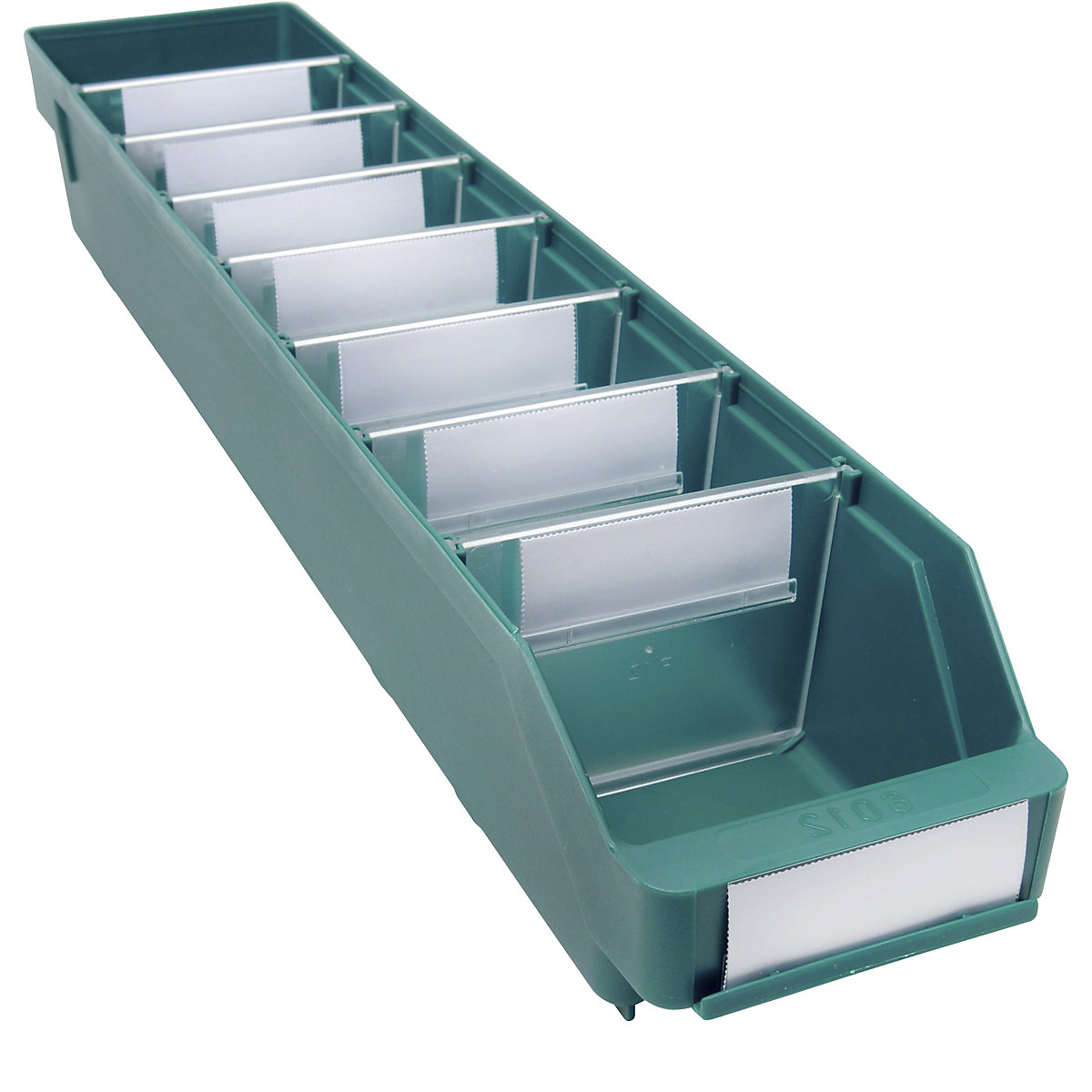 Cassettina per scaffali in polipropilene ad alta resistenza – STEMO, verde, lungh. x largh. x alt. 600 x 118 x 95 mm, conf. da 30 pz.-0
