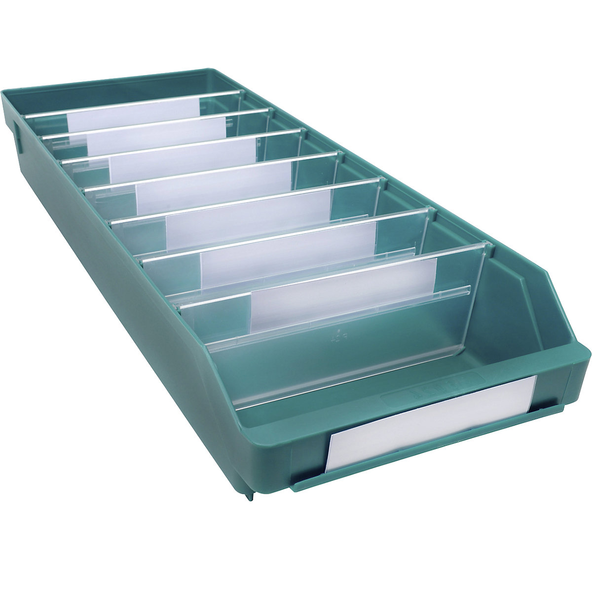 Cassettina per scaffali in polipropilene ad alta resistenza – STEMO, verde, lungh. x largh. x alt. 600 x 240 x 95 mm, conf. da 15 pz.-0
