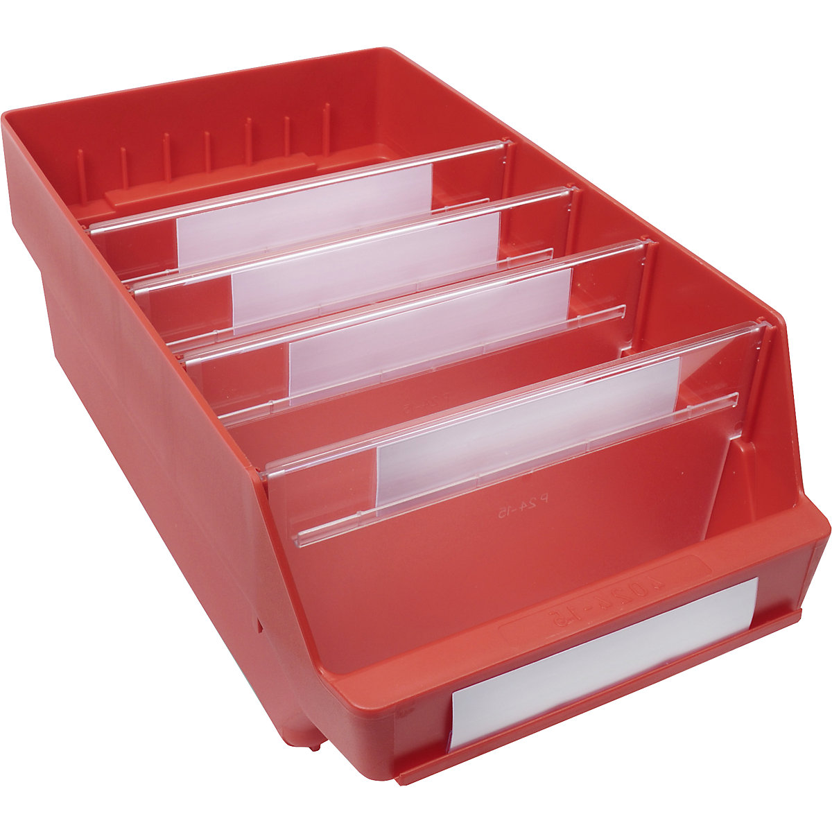 Cassettina per scaffali in polipropilene ad alta resistenza – STEMO, rosso, lungh. x largh. x alt. 400 x 240 x 150 mm, conf. da 10 pz.-0