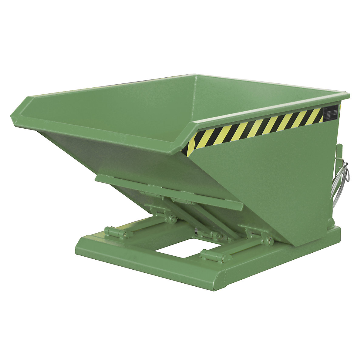 Cassone ribaltabile, altezza d'ingombro estremamente ridotta, senza carrello – eurokraft pro, capacità 0,3 m³, verde reseda-0