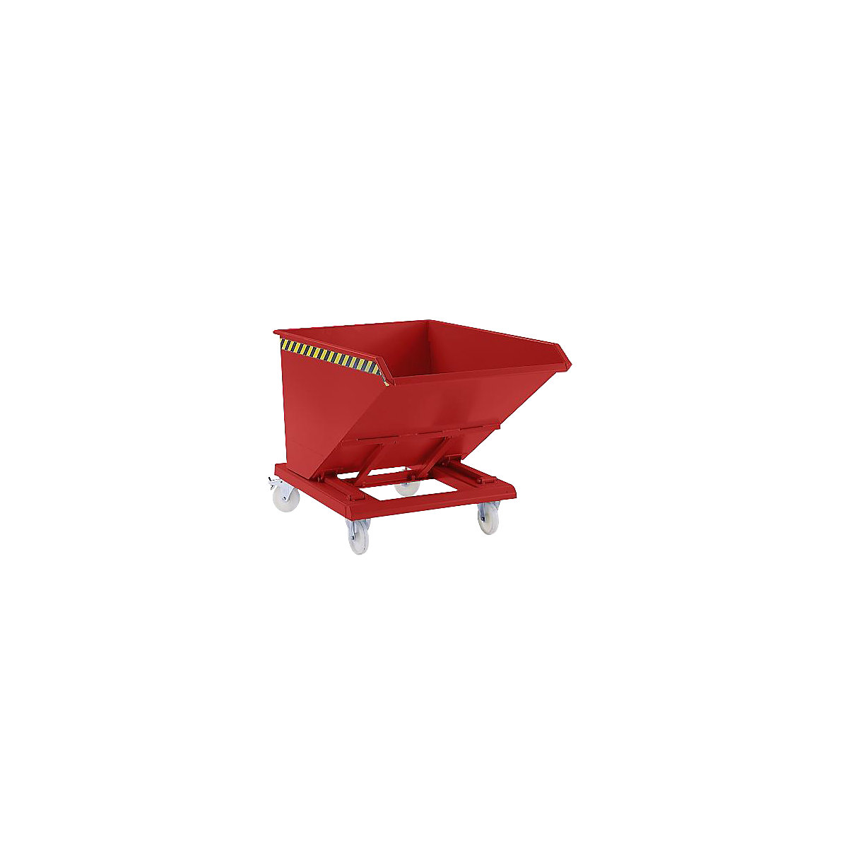 Cassone ribaltabile, altezza d'ingombro estremamente ridotta, senza carrello – eurokraft pro, capacità 1,0 m³, rosso fuoco-0
