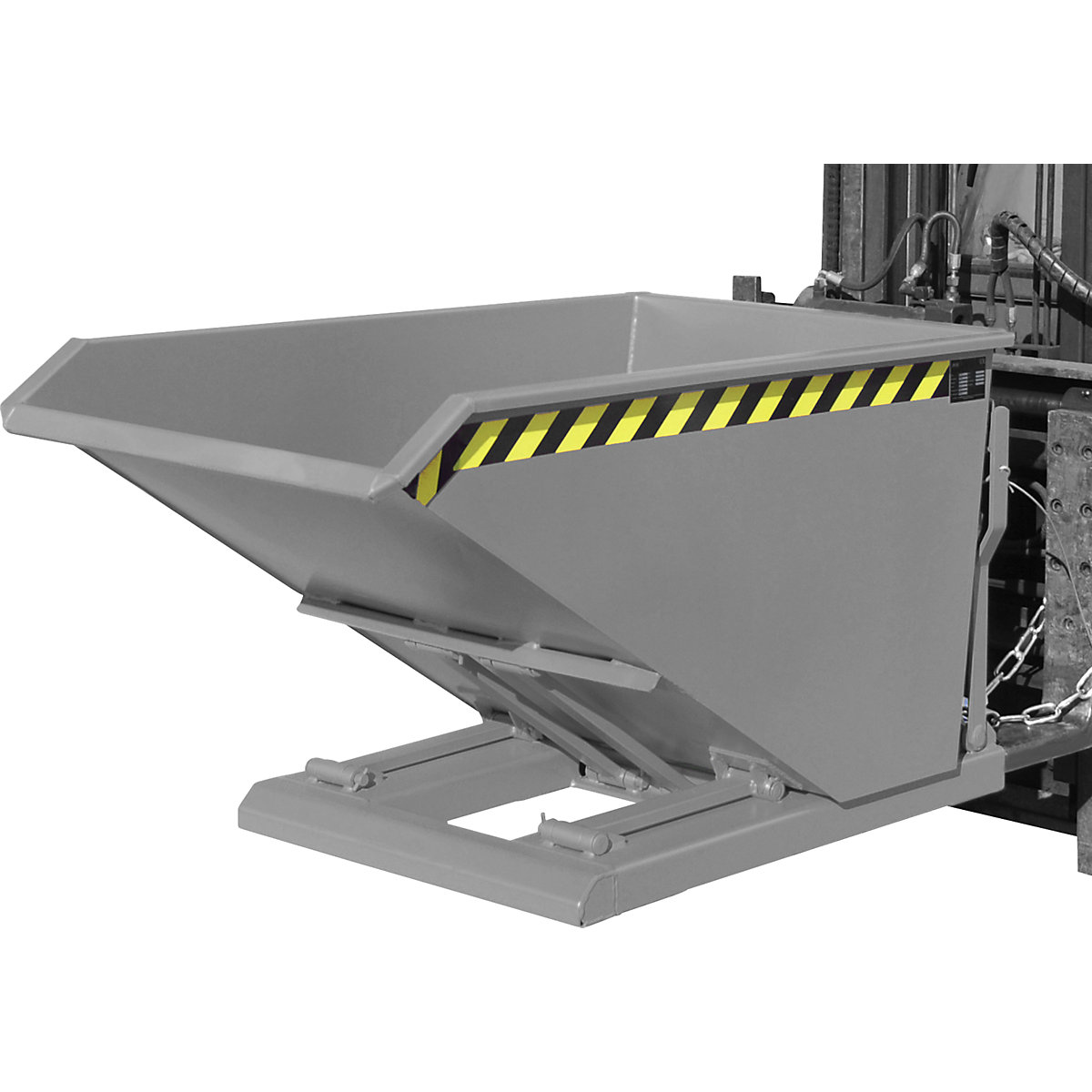 Cassone ribaltabile, altezza d'ingombro estremamente ridotta, senza carrello – eurokraft pro, capacità 0,5 m³, grigio topo-0