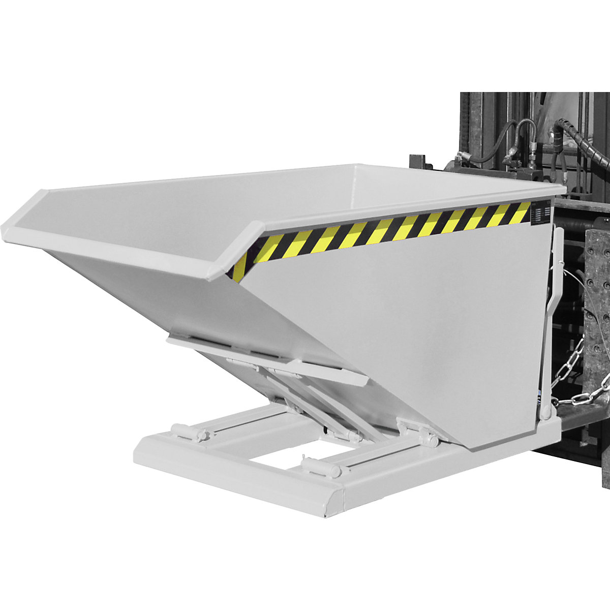 Cassone ribaltabile, altezza d'ingombro estremamente ridotta, senza carrello – eurokraft pro, capacità 0,5 m³, zincatura a fuoco-0